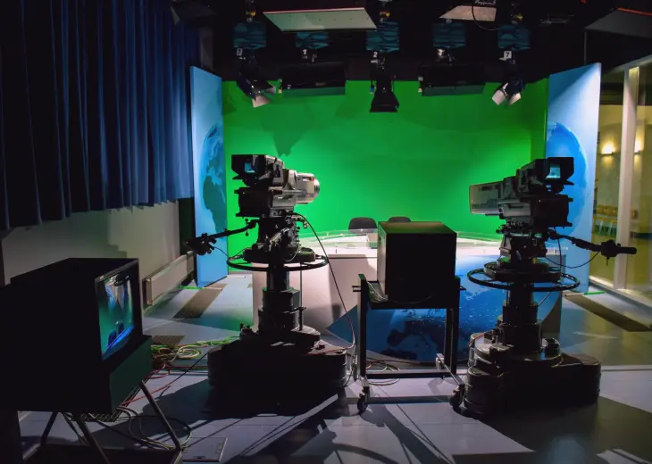Multi-camera news desk layout